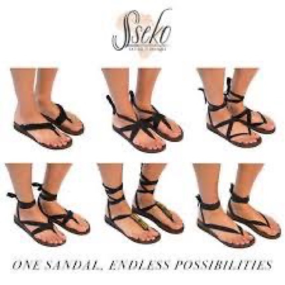 Sseko sandals NWOT with extra ties and embellishments